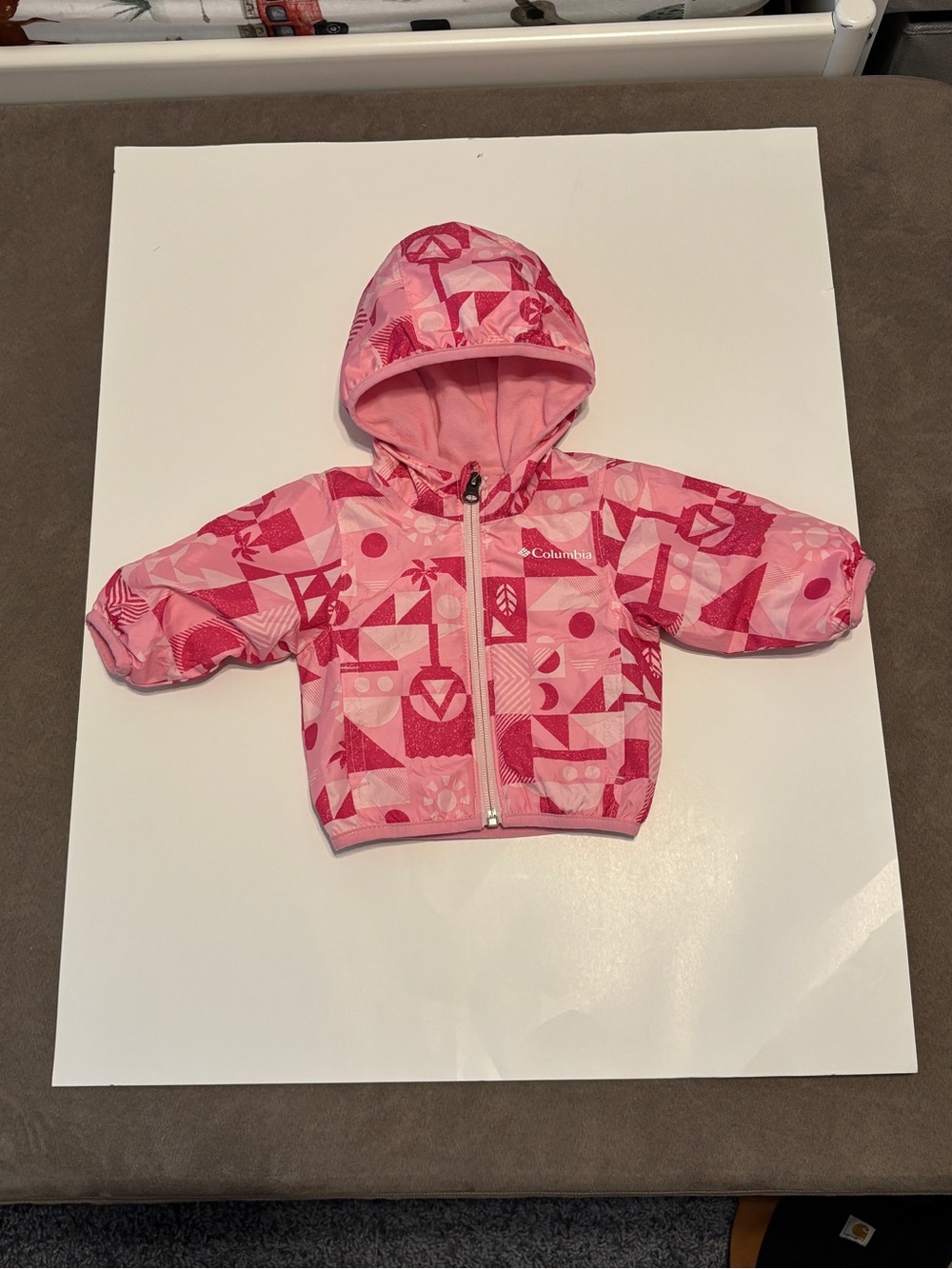 Columbia Pink Geometric Hooded Toddler Jacket